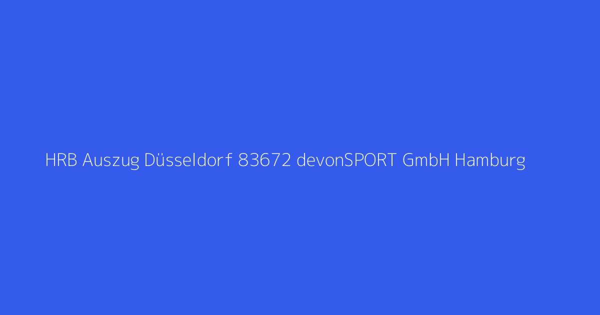 HRB Auszug Düsseldorf 83672 devonSPORT GmbH Hamburg